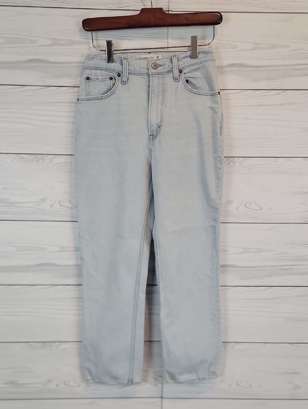 Abercrombie & Fitch Ankle Straight Ultra High-Rise Blue Denim Jeans Womens  2